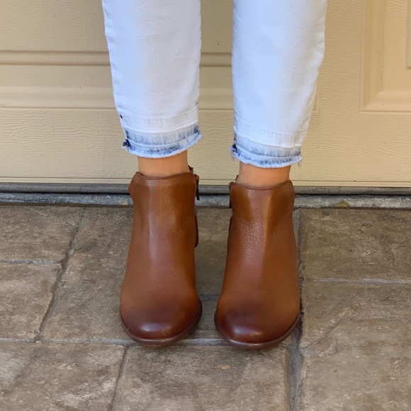 Texas Cognac Leather Low Heel Ankle Booties - Picture 5 of 8